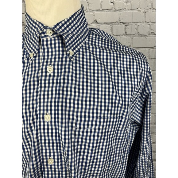 Brooks Brothers Regent Men’s SZ L Long Sleeve Button Down Shirt Blue,White Check - Picture 5 of 8